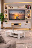 TABLE TELEVISEUR BLANC 1M80 + TABLE BASSE 60X40
