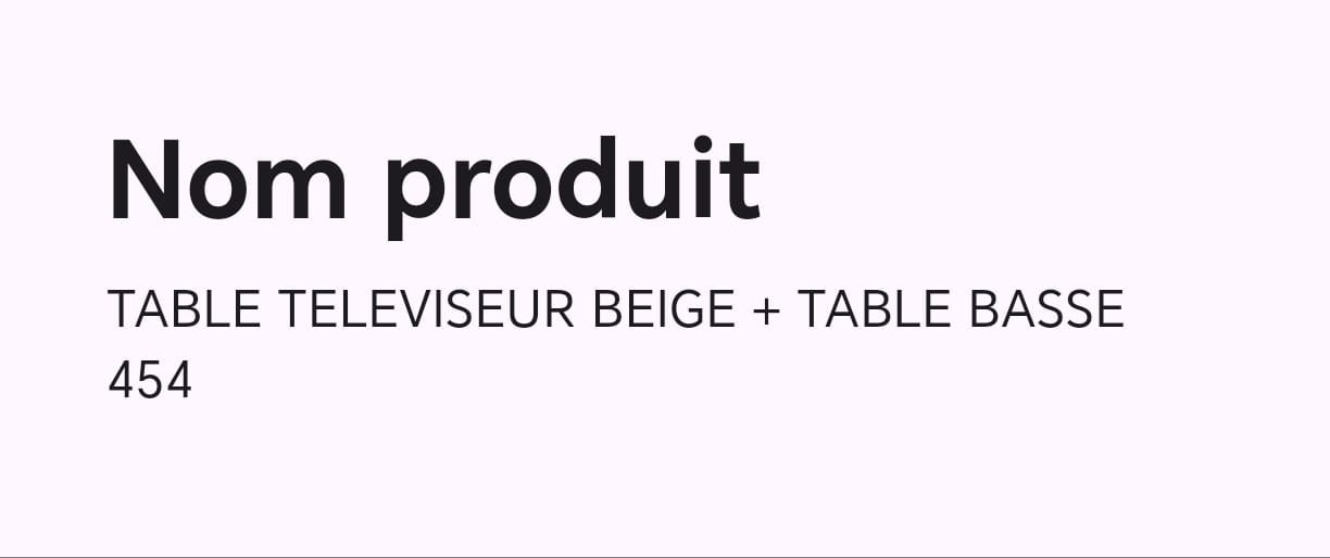 TABLE TELEVISEUR BEIGE + TABLE BASSE 454