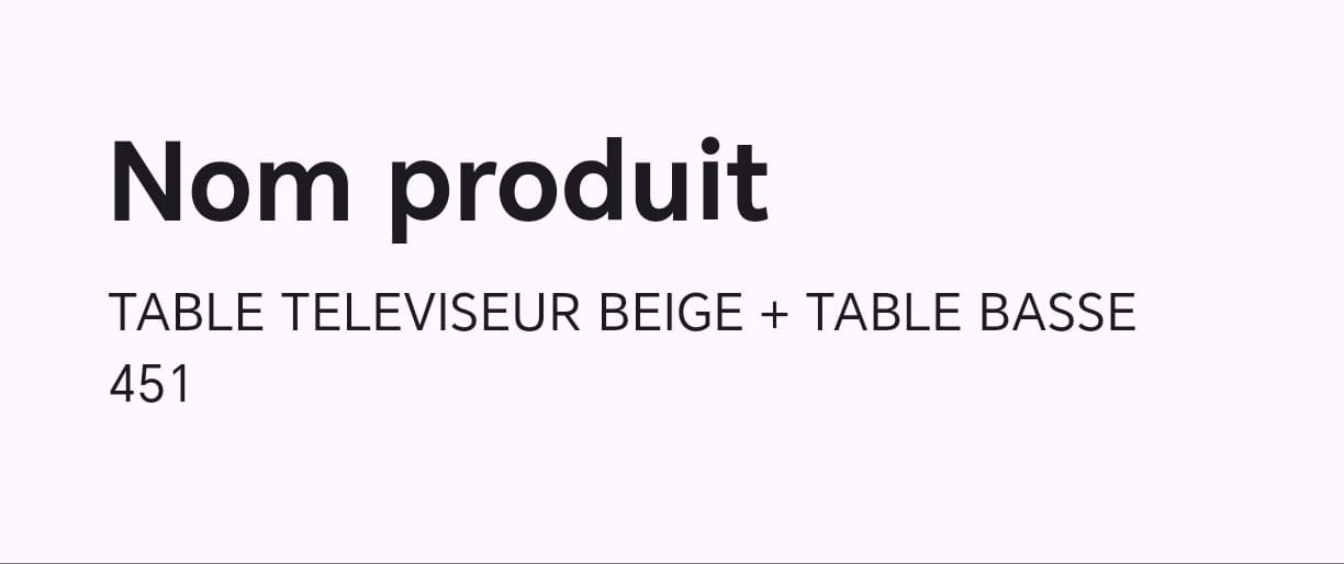 TABLE TELEVISEUR BEIGE + TABLE BASSE 451