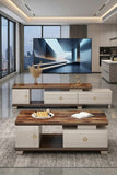 TABLE TELEVISEUR MARRON BEIGE + TABLE BASSE 432