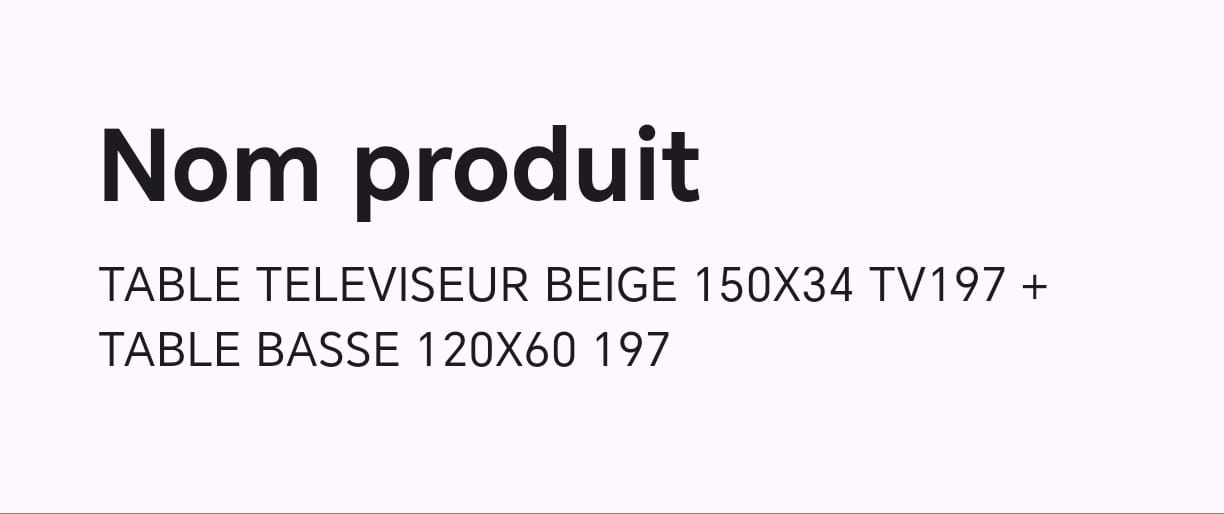 TABLE TELEVISEUR BEIGE 150x34 tv197 + TABLE BASSE 120x60