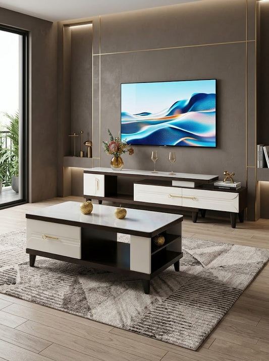 TABLE TELEVISEUR BEIGE 150x34 tv197 + TABLE BASSE 120x60