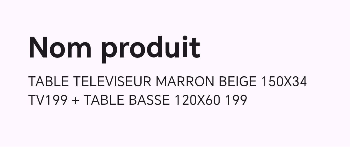 TABLE TELEVISEUR BEIGE 150x34 TV199 + TABLE BASSE 120x60