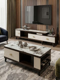 TABLE TELEVISEUR BEIGE 150x34 TV199 + TABLE BASSE 120x60