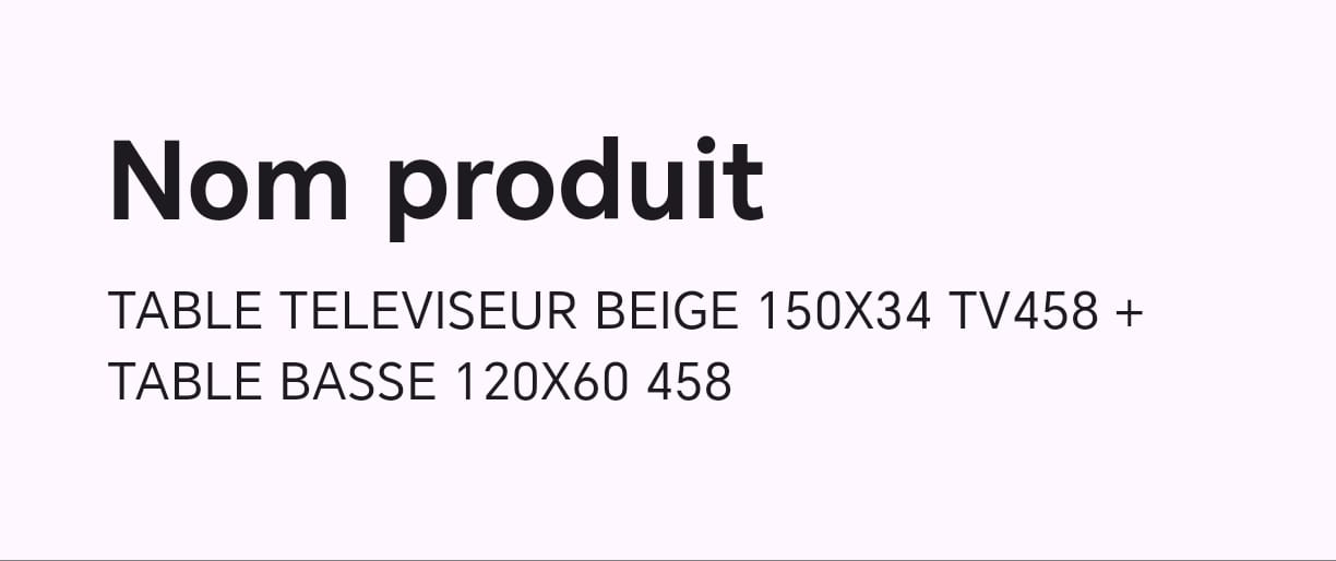 TABLE TELEVISEUR BEIGE 150x34 TV458 + TABLE BASSE 120x60