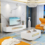 TABLE TELEVISEUR BLANC 2M + TABLE BASSE 1M20