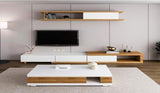 TABLE TELEVISEUR BEIGE BLANC 2M + TABLE BASSE