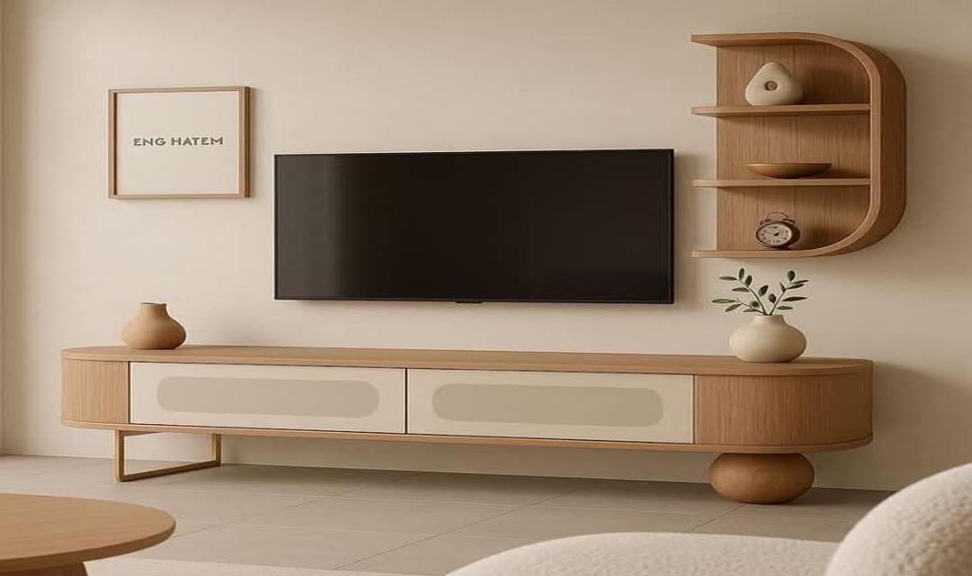 TABLE TELEVISEUR BEIGE 2M + TABLE BASSE