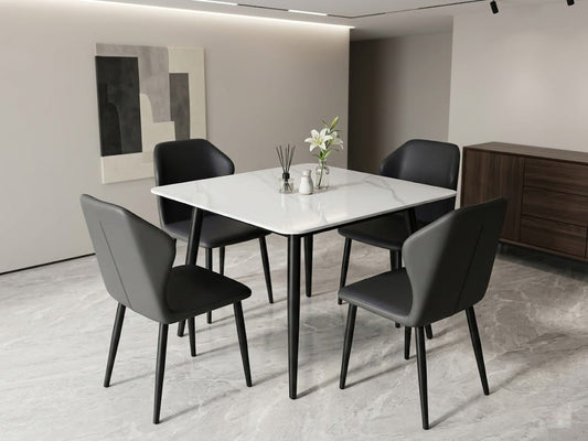 TABLE A MANGER 4 PLACES GRIS NOIR 90X90