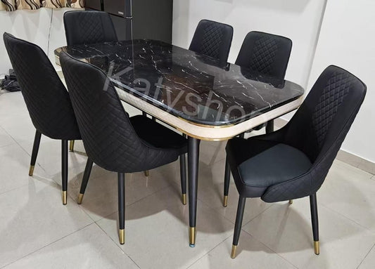 Ensemble de salle à manger moderne et élégant avec 6 chaises Noir