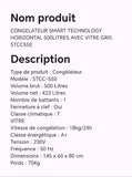 CONGELATEUR SMART TECHNOLOGY HORIZONTAL 500LITRES GRIS STCC550