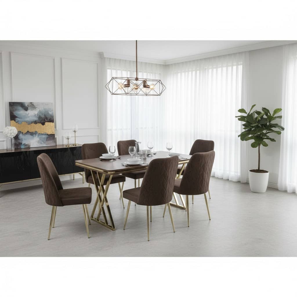 TABLE A MANGER 6PLACES 80X140 METAL MARRON A20