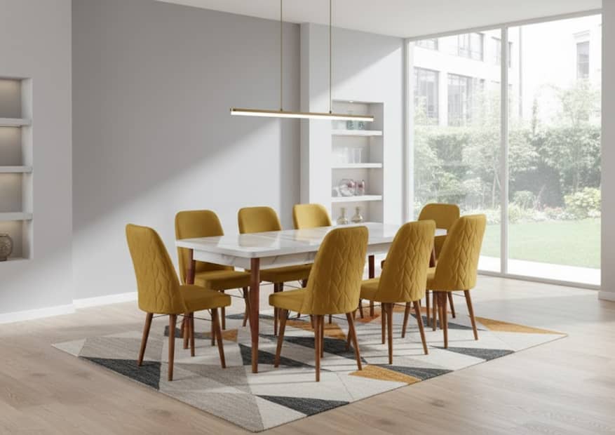 Table A Manger 8 Places 180x80 Blanc Dorée