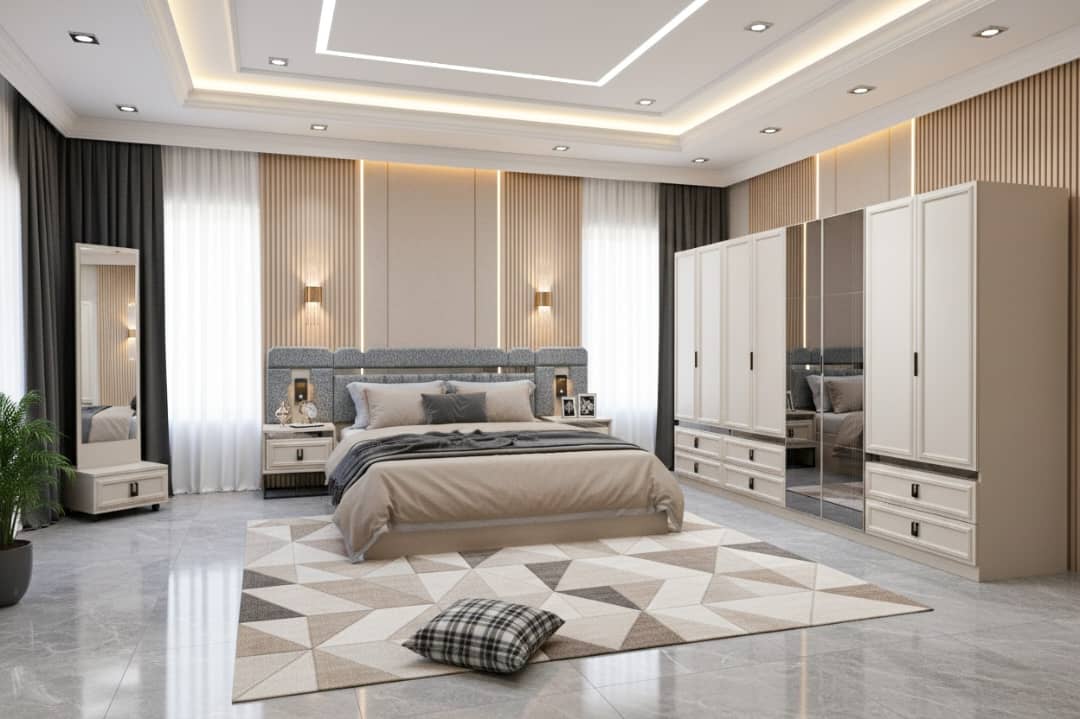 CHAMBRE A COUCHER 8BATTANTS 5PIECES VIP BLANC VIYANA