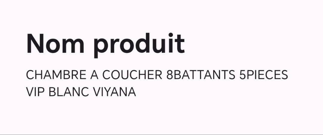 CHAMBRE A COUCHER 8BATTANTS 5PIECES VIP BLANC VIYANA