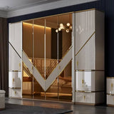 CHAMBRE A COUCHER 6BATTANTS 7PIECES BEIGE MARRON