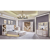 CHAMBRE A COUCHER 6BATTANTS 7PIECES BEIGE MARRON