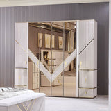 CHAMBRE A COUCHER 6BATTANTS 7PIECES BEIGE MARRON