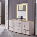 CHAMBRE A COUCHER 6BATTANTS 7PIECES BEIGE MARRON