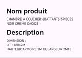CHAMBRE A COUCHER 6BATTANTS 5PIECES NOIR ET BLANC