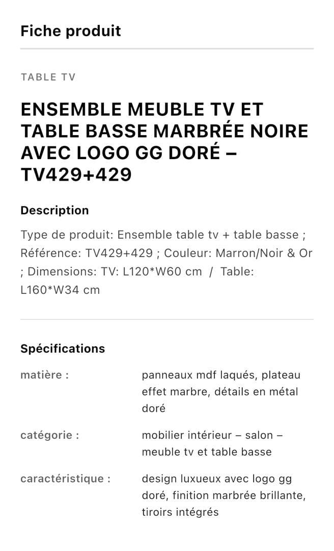 TABLE TELEVISEUR MARRON-NOIR 150X40 TV429+ TABLE BASSE 120X60 429