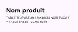TABLE TELEVISEUR 180X40 NOIR TV6316 + TABLE BASSE 120X60 6316
