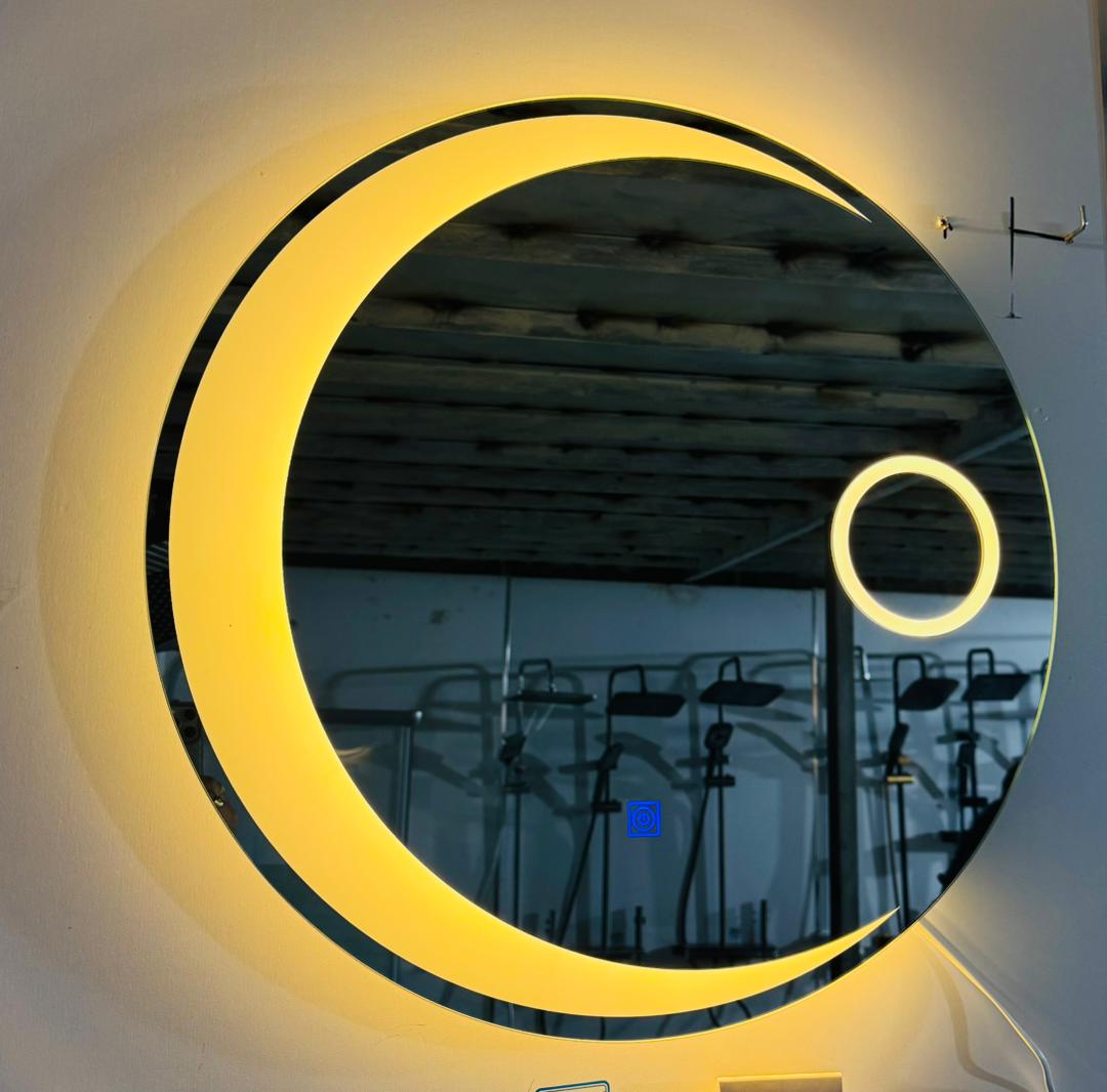 Miroir intelligent rond, miroir de salle de bain, miroir lumineux LED, miroir mural lumineux avec fonction antibuée, interrupteur tactile, affichage de l'heure, intensité réglable