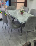 TABLE A MANGER 6 PLACES GRIS BLANC  130X80