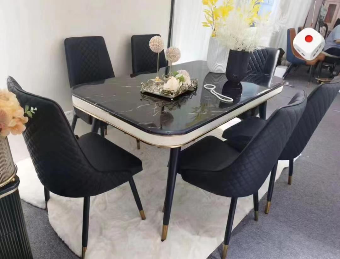 Ensemble de salle à manger moderne et élégant avec 6 chaises Noir