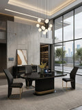 TABLE A MANGER 6 PLACES 160X90CM NOIR 606 (1+6)