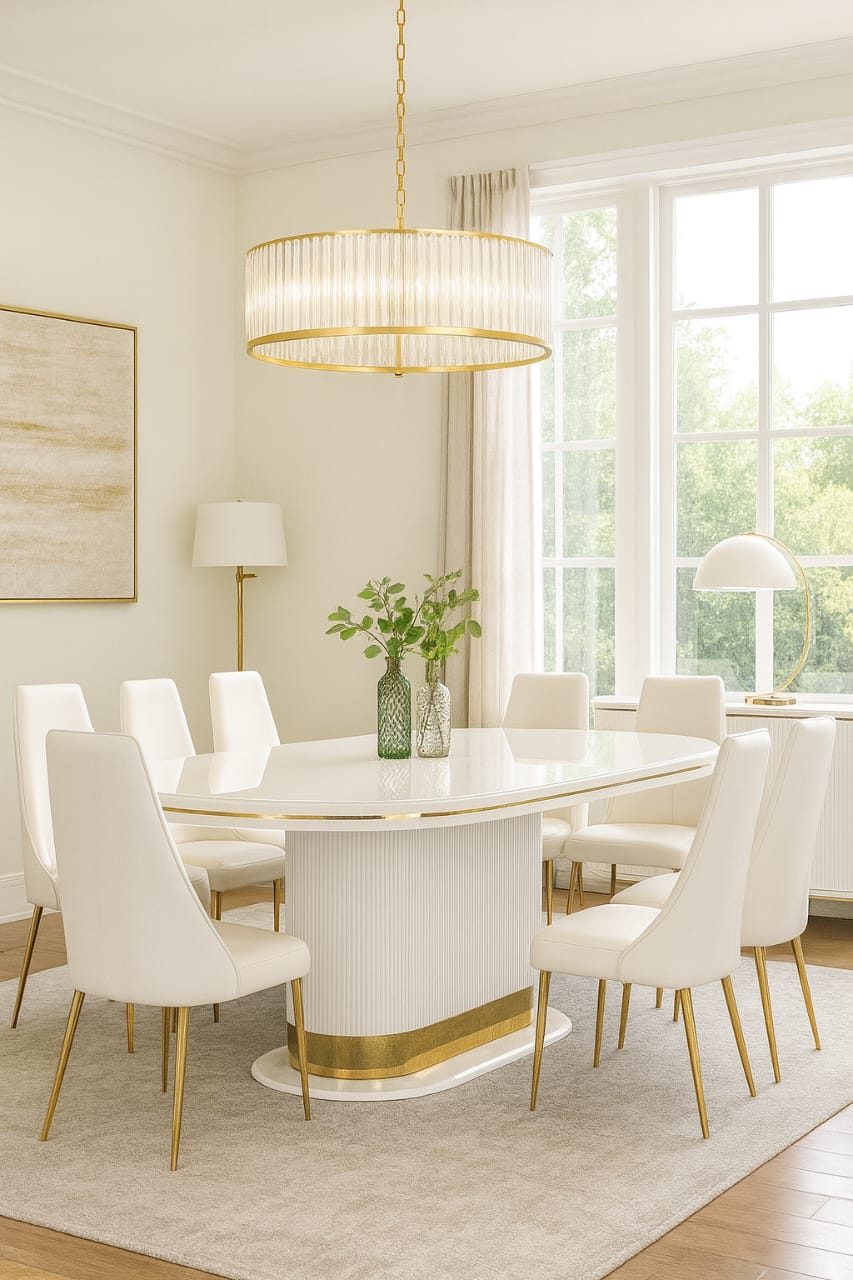 TABLE A MANGER 6 PLACES 160X90CM BLANC 606 (1+6)