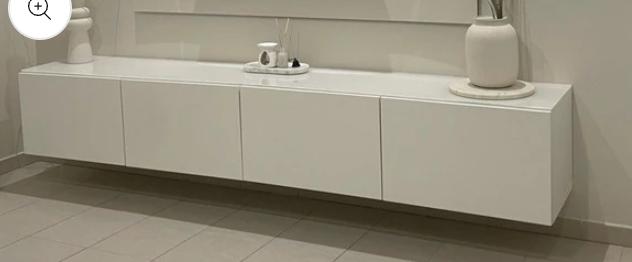 Meuble TV Mural  Table Télé suspendue - Blanc 2m40