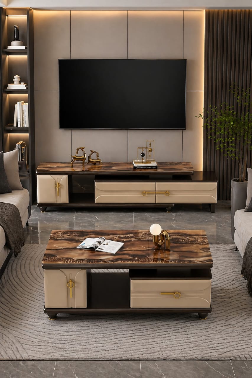 TABLE TELEVISEUR MARRON 150X34 TV451 + TABLE BASSE