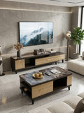 TABLE TELEVISEUR MARRON 150X34 TV197 + TABLE BASSE