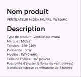VENTILATEUR MIDEA MURAL FW406HG