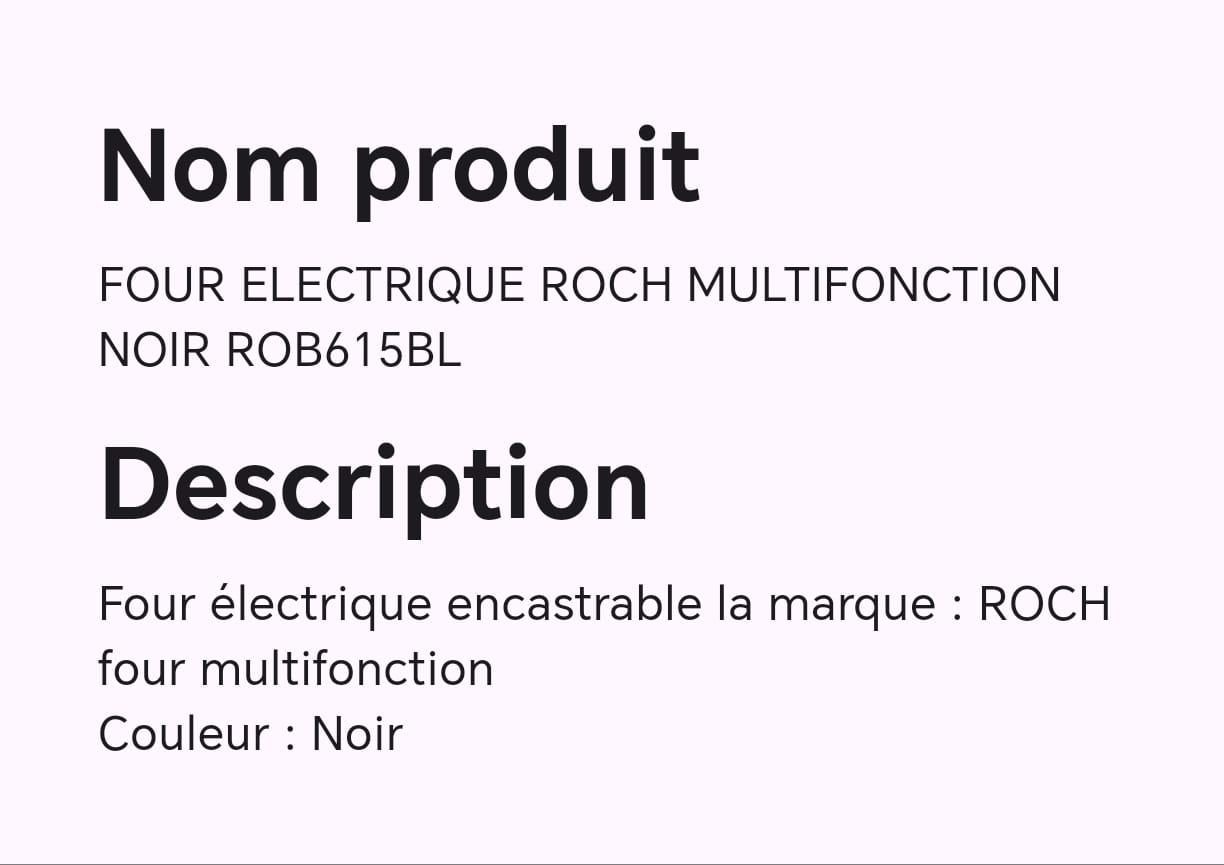 FOUR ELECTRIQUE ROCH MULTIFONCTON NOIR ROB615BL