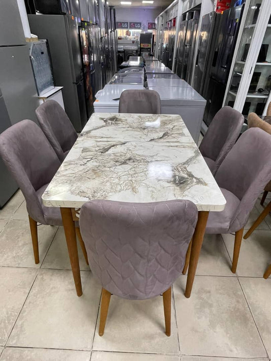 TABLE A MANGER 6PLACES EXTENSIBLE  80X130/80X170 BOIS BLANC MAUVE B50