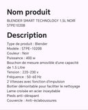 MIXEUR BLENDER SMART TECHNOLOGY 1,5L NOIR STPE1020B