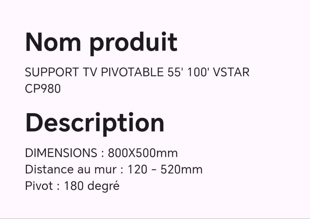 SUPPORT TV PIVOTABLE 55" 100" VSTAR  CP980