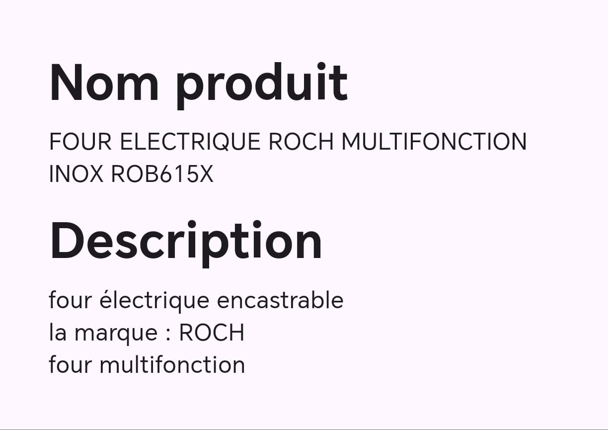 FOUR ELECTRIQUE ROCH MULTIFONCTION INOX ROB615X