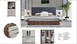 CHAMBRE A COUCHER 6BATTANTS 4PIECES BLANC MARRON ROUND