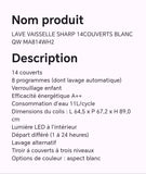 LAVE VAISSELLE SHARP 14COUVERTS BLANC QW MA814WH2