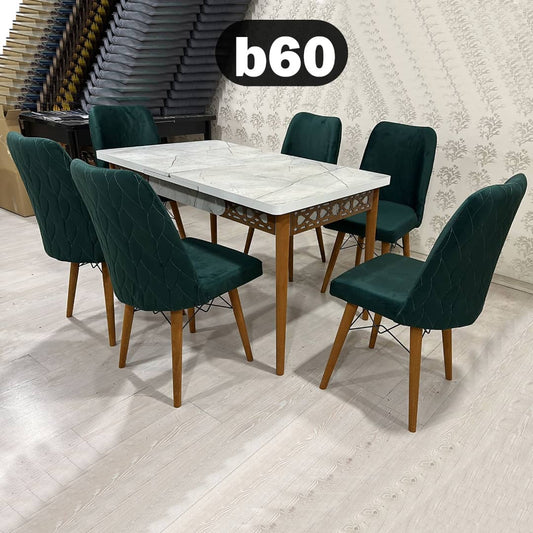 TABLE A MANGER 6PLACES EXTENSIBLE BOIS BLANC VERT B60