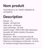 TELEVISEUR LG 43" SMART ANDROID 4K  UP7550PVG