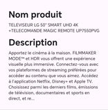 TELEVISEUR LG 50" SMART UHD 4K + TELECOMANDE MAGIC REMOTE UP7550PVG