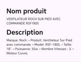 VENTILATEUR ROCH SUR PIED AVEC COMMANDE RSF1805