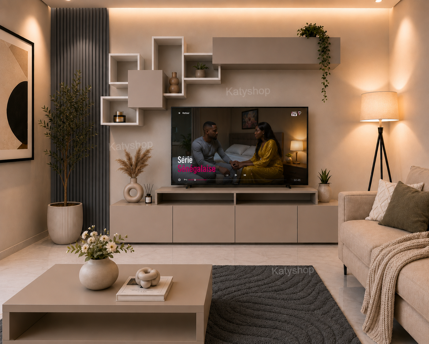 Table TV Moderne 2m40 + Table Basse