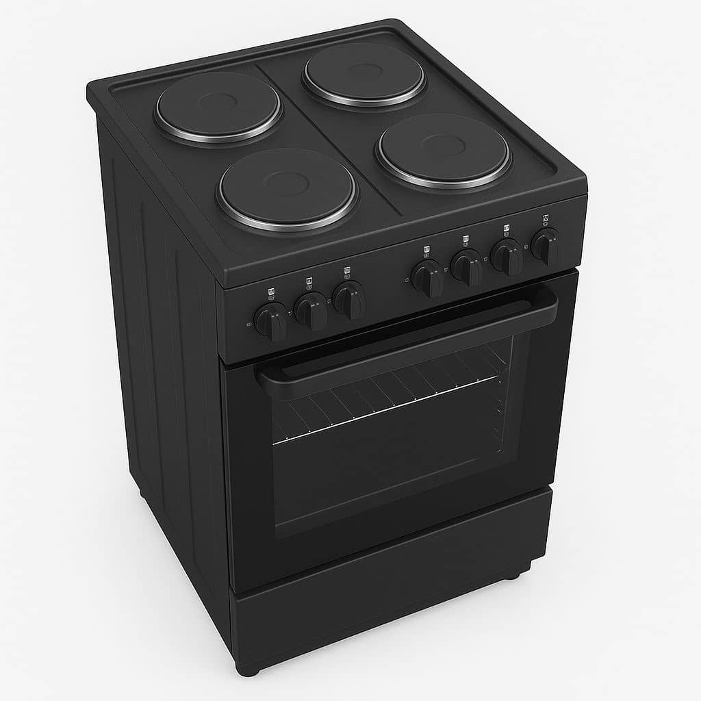 Cuisinière Enduro 4feux 60X60 + four électrique ventilo tourbo noir AFS6004EEBIT