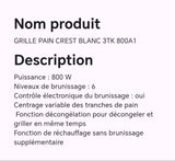 GRILLE PAIN CREST BLANC 3TK 800A1