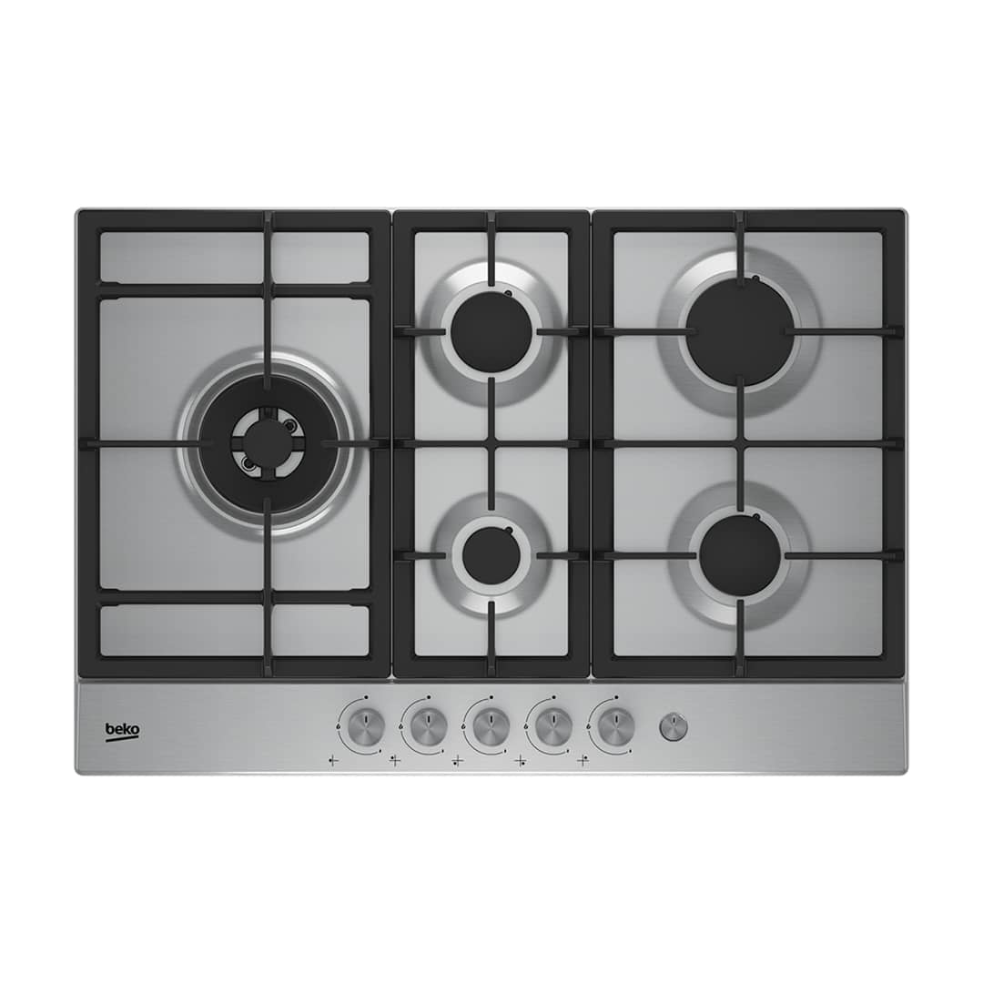 Plaque de cuisson BEKO encastrable 5feux 90X60 à gaz inox HIAL75235SX